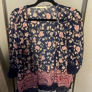 Rewind Womens Floral Kimono Cardigan